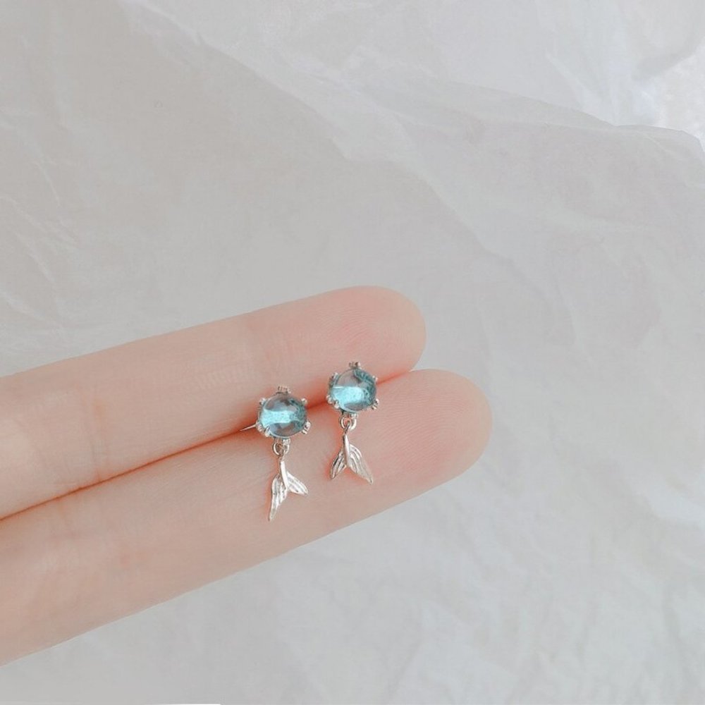 *NEW 925 Sterling Silver Crystal Mermaid Earrings - Picture 4 of 5